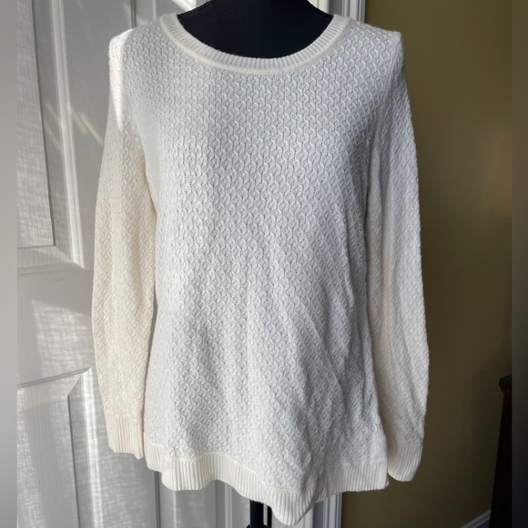 𝅺talbots Wool Blend Sweater Cream White size Petite Large - Picture 1 of 6